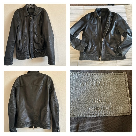 All saints men’s leather jacket - Picture 1 of 15